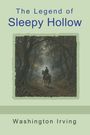„The Legend of Sleepy Hollow“ oben, „Washington Irving“ unten. Illustration: Reiter im nebligen Wald.