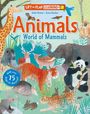 "Animals: World of Mammals", 75 Klappen entdecken. Illustration von verschiedenen Tieren wie Tiger, Panda, Elefant.