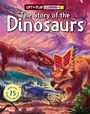"The Story of the Dinosaurs", oben "Lift the Flap Learning". Illustration von Dinosauriern in lebhaften Farben.