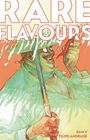 "RARE FLAVOURS" und "RAM V, FILIPE ANDRADE". Illustration: Person mit Regenschirm und Chilischote, bunte Farben.