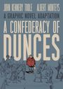 "A Confederacy of Dunces" von John Kennedy Toole. Illustration: ein Mann in kariertem Hemd steht in einer Menschenmenge.