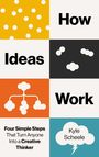 "How Ideas Work" und "Four Simple Steps That Turn Anyone Into a Creative Thinker". Geometrische Illustrationen.