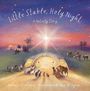 „Little Stable, Holy Night: A Nativity Story.“ Ein beleuchteter Stall mit Tieren, ein heller Stern am Himmel.