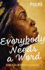 Text: "Everybody Needs a Word", "Poems", "Vanessa Wynder Quainoo". Illustration eines nachdenklichen Gesichts in Profilansicht.