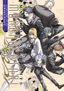Text: "Malevolent Spirits: Mononogatari, Story and Art by Onigunsou, 15". Anime-Stil, sechs Figuren in Anzügen, dynamische Pose.
