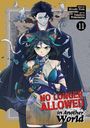 „NO LONGER ALLOWED in Another World“ in roten und schwarzen Buchstaben. Zwei Anime-Figuren, eine mit grünen Augen, im Fokus.