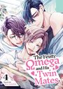 „The Feisty Omega and His Twin Mates“. Drei Manga-Charaktere eng beieinander, lächeln harmonisch, halten ein Buch.