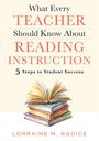 "What Every TEACHER Should Know About READING INSTRUCTION, 5 Steps to Student Success, Lorraine M. Radice."  
Offenes Buch auf einem Stapel Bücher.
