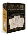 "Holly Black's Faerie Coloring Postcards", 50 Designs aus Elfhame. Illustrationen von Mélanie Bourgeois. Verpackung mit feenartigen Zeichnungen.