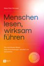 Buchcover mit dem Titel "Menschen lesen, wirksam führen". Orangefarbener Hintergrund mit Verlauf und einem runden Logo.