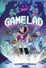 Text: GAME LAD. Eine Gruppe bunter Charaktere steht zusammen, an der Spitze ein Mädchen mit Brille und blau-pinkem Haar.