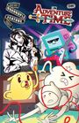 "QUADRUPLE FEATURE", "ADVENTURE TIME" in einem Comic-Stil. Figuren: Musiker, Hund, humanoide Wesen. Bunte, lebhafte Illustration.