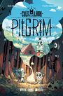 „Cult of the Lamb: Pilgrim“ in einem cartoonhaften Wald mit zwei knuddeligen Tieren am Lagerfeuer.
