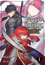 "Virgin Knight: I Became the Frontier Lord in a World Ruled by Women." Zwei Krieger: ein ernster Mann und eine kämpferische Frau.