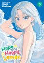 „Hope You’re Happy, Lemon.“ Eine Figur mit blauen Haaren lächelt, Himmel und Wolken im Hintergrund.