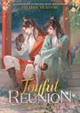 Text: "Joyful Reunion, Book Five, FEI TIAN YE XIANG." Zwei Personen in traditionellen asiatischen Gewändern sitzen zusammen.