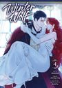 "Winter Wolf" in stilisierter Schrift. Eine Illustration zeigt einen Mann, der eine Frau in einem weißen Kleid trägt.