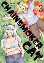 Texte: "CHAINSMOKER CAT", "3", "Story and Art by Nyan Nyan Factory". Zwei Figuren mit Katzenohren, im Gras liegend.