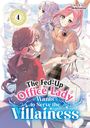 "The Fed-Up Office Lady Wants to Serve the Villainess." Drei Figuren mit pastellfarbenen Haaren und Kleidung, Federn um sie herum.