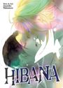 „Story & Art: Asumiko Nakamura“ und „HIBANA“. Zwei Personen kommen sich nah, bunte Farben und helle Lichtpunkte.