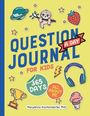 Titel: "Question Journal for Kids". Illustrationen: Faultier, Trophäe, Kopfhörer, Erdbeere, Eis, Planeten, Sterne.
