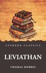 "Lushena Classics: Leviathan, Thomas Hobbes." Illustration eines Bücherstapels auf antikem Hintergrund.