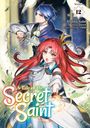 Text: "A Tale of the Secret Saint", Manga Band 12. Zwei Figuren, eine mit blauem Haar und Schwert, eine mit rotem Haar wirkt entschlossen.