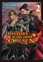 Titel: "History of the Kingdom of Orcsen". Comic-Stil. Ein elfischer Charakter neben einer Kreatur in Uniform.