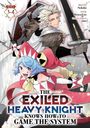 "THE EXILED HEAVY KNIGHT KNOWS HOW TO GAME THE SYSTEM." Zwei Figuren, ein Krieger und ein bunt gekleidetes Mädchen.