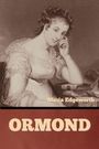 Text: "Maria Edgeworth", "ORMOND". Zeichnung einer Frau in antiker Kleidung, denkend mit Büchern auf dem Tisch.