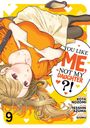 "YOU LIKE ME, NOT MY DAUGHTER?!" Ein Mädchen in orangefarbener Kleidung liegt kopfüber, umgeben von Herzen.