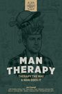 „MAN THERAPY: Therapy the way a man does it“. Illustration mit Werkzeugen im Kopf eines Mannes.