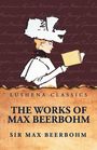 Text: "LUSHENA CLASSICS", "THE WORKS OF MAX BEERBOHM", "SIR MAX BEERBOHM". Illustration: Frau mit Hut liest Buch.