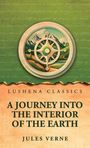 Titel: "A Journey Into the Interior of the Earth" von Jules Verne. Im Zentrum ein Kompass über einer Landschaft.
