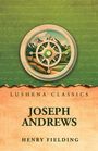 "LUSHENA CLASSICS, JOSEPH ANDREWS, HENRY FIELDING." Ein Kompass über einer Landschaft mit Bergen und Feldern.