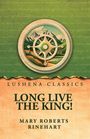 "LONG LIVE THE KING!" steht auf einem Buchcover. Eine Kompassrose über Berglandschaft, Textur in Grün- und Orangetönen.