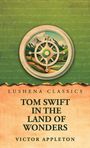 "Lushena Classics: Tom Swift in the Land of Wonders" von Victor Appleton. Illustration eines Kompasses und Berge.