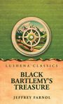 "LUSHENA CLASSICS", "BLACK BARTLEMY'S TREASURE", "JEFFREY FARNOL" auf grünem Hintergrund mit Kompass und Berglandschaft.