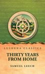 „Lushena Classics“, „Thirty Years from Home“, „Samuel Leech“. Illustration eines Steuerrads vor Berglandschaft.