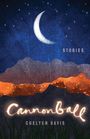 „Cannonball“, „Stories“, „Chelyen Davis“. Illustration mit Mondsichel, Sternen und Bergen bei Nacht.