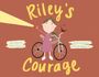 „Riley’s Courage“ in gelber Schrift. Mädchen mit Lampe, Fahrrad und Vogel. Illustration.