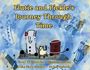 Titel: "Flutie and Pickle’s Journey Through Time". Ein Flöte und ein Kätzchen an einer Konsole, umgeben von gezeichneten Figuren.