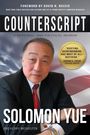 Texte: "FOREWORD BY DAVID N. BOSSIE", "COUNTERSCRIPT", "SOLOMON YUE". Ein Mann im Anzug vor einer wehenden Flagge.