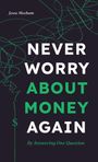 „NEVER WORRY ABOUT MONEY AGAIN“ in großen Buchstaben, umgeben von grünen, wirbelnden Linien.