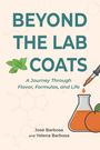 "BEYOND THE LAB COATS: A Journey Through Flavor, Formulas, and Life" von José und Yelena Barbosa. Illustration: Reagenzglas, Orange.