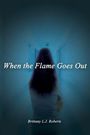 Text in weißer Schrift: "When the Flame Goes Out," darunter "Brittany L.J. Roberts". Rückansicht einer Person in blauem Licht.