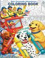 Text: "Epic Coronado Adventures Coloring Book", "CORONADO FIRE DEPT", "SNICKERS", "DOTTIE", "FELLA". Feuerwehrleute und Hunde mit Stiften.