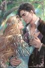 "Three Kingdoms Book One. Kingdom of Magic and Rain. V.I. Davis." Zwei Figuren in innigem Blick, romantische Szene.