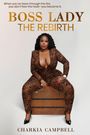 Text: "BOSS LADY THE REBIRTH." Frau in Leopardenanzug, sitzt selbstbewusst auf einer Truhe.