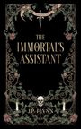 "THE IMMORTAL'S ASSISTANT", "SANGUIS EST VIS VITAE", "J.P. FLYNN". Ein Dolch, ein Totenkopf, Kerzen, florale Ornamente.